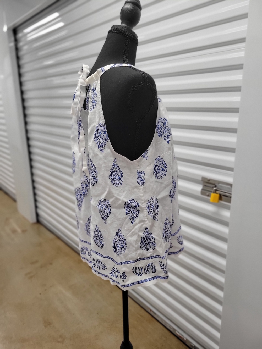 Tommy Bahama Linen Paley's Paisley Halter Top Women's XL Cobalt Sea Resort Vacay - Picture 5 of 8